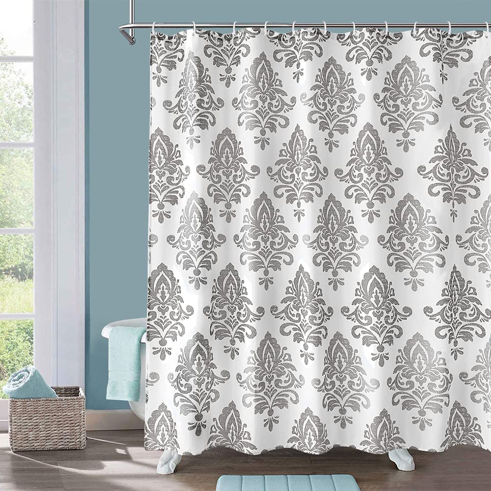 Polyester Fabric Machine Washa Yougai Shower Curtain for Bathroom with 12 Hooks 