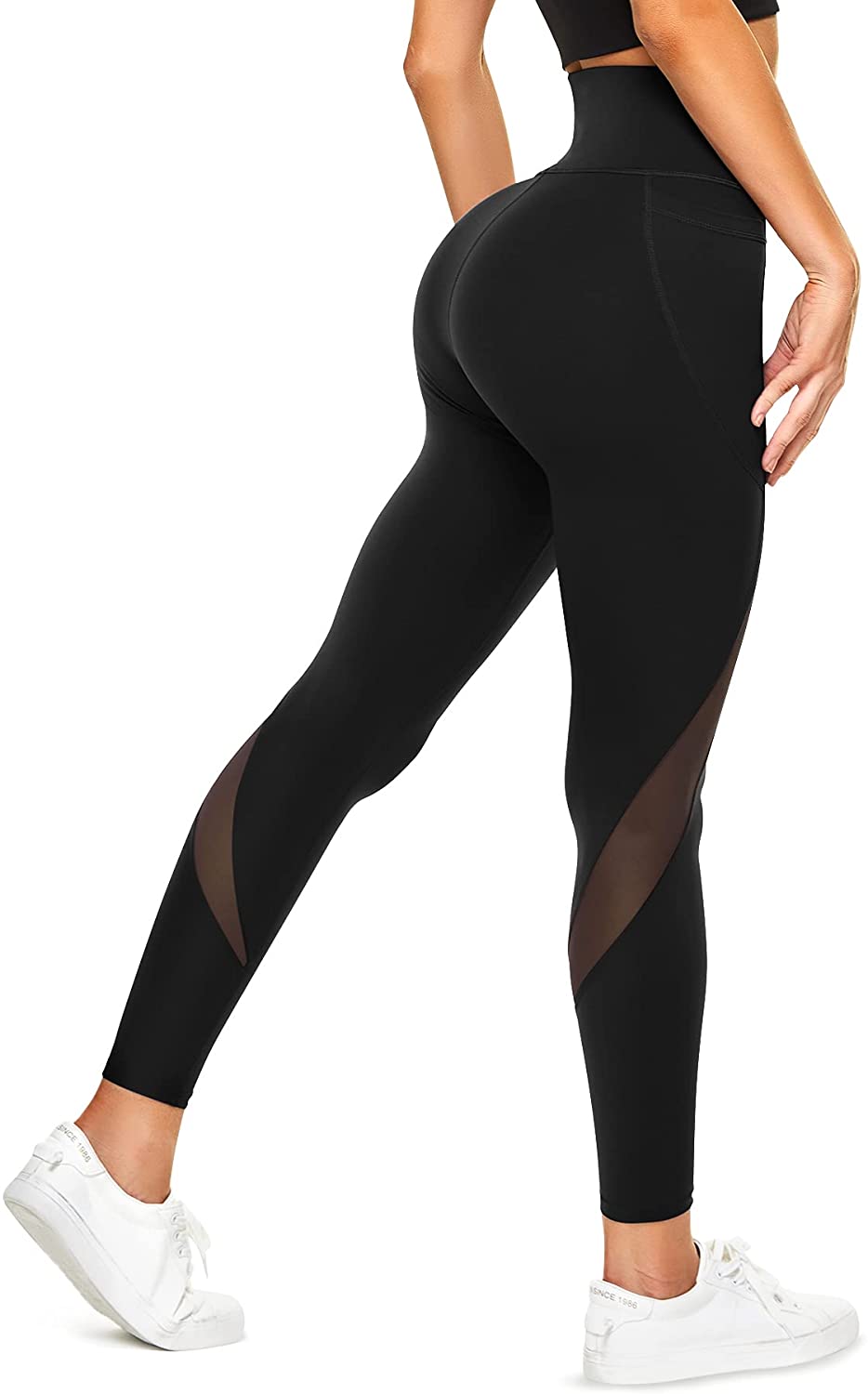Active Lace-Up Mesh Side Workout Leggings - CHARCOAL - Treasure Island
