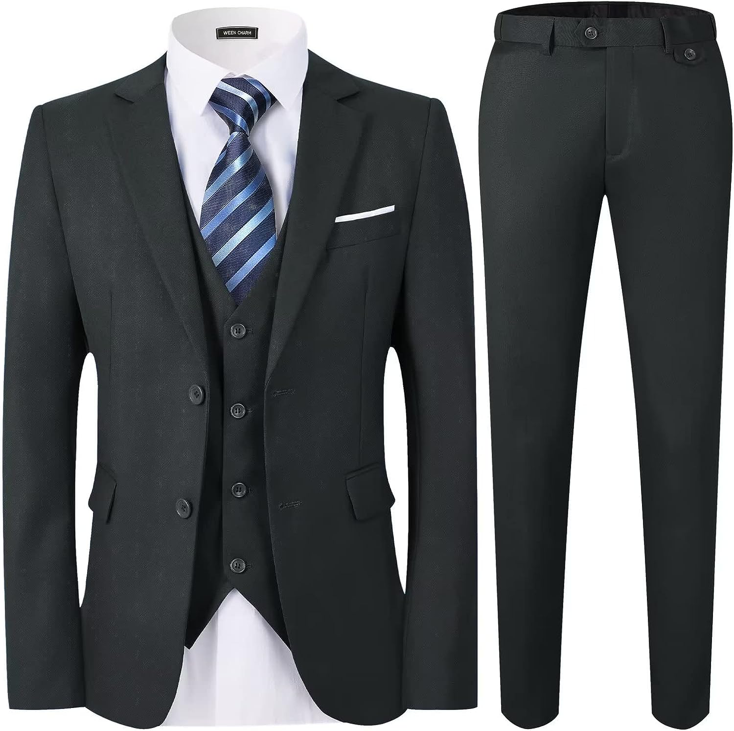 WEEN CHARM Men's Suits Slim Fit,3 Piece Suit for Men,2 Button