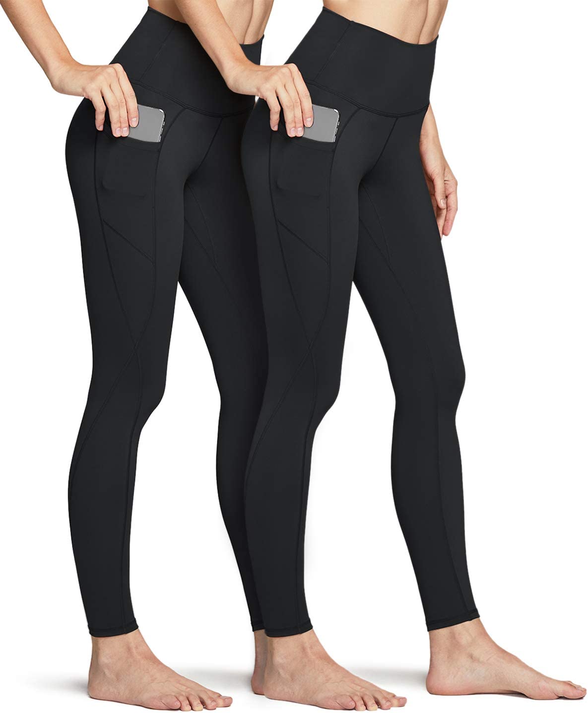 TSLA 2 Pack High Waist Yoga Pants with Pockets, Non See-Through Workout Yoga  Leg | eBay