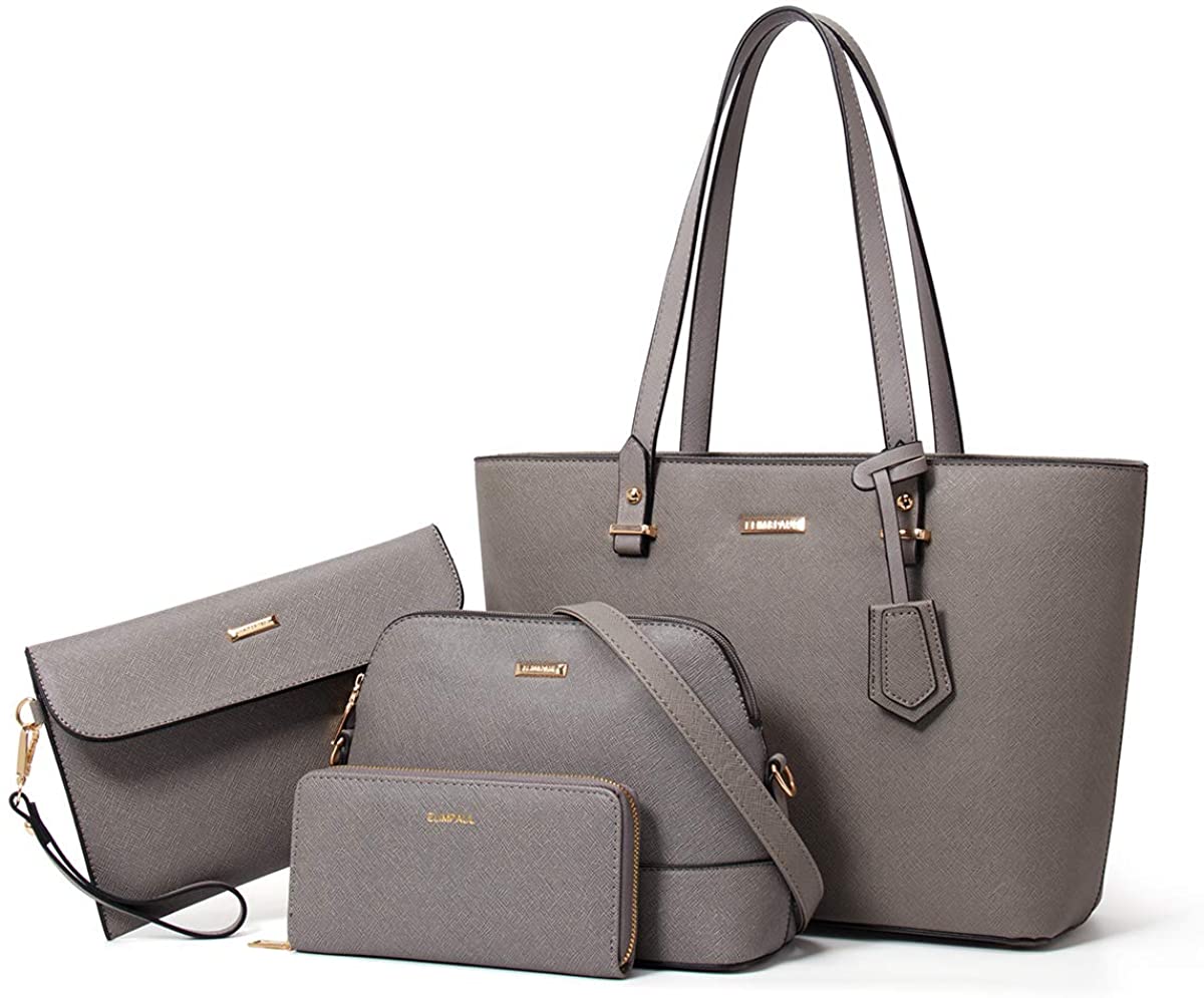 Mostdary Women Tote Top Handle Shoulder Bag Multi Pockets Fashion Handbag  Large Capacity Wallet Purse Zipper Classic Designer Portable Gray 