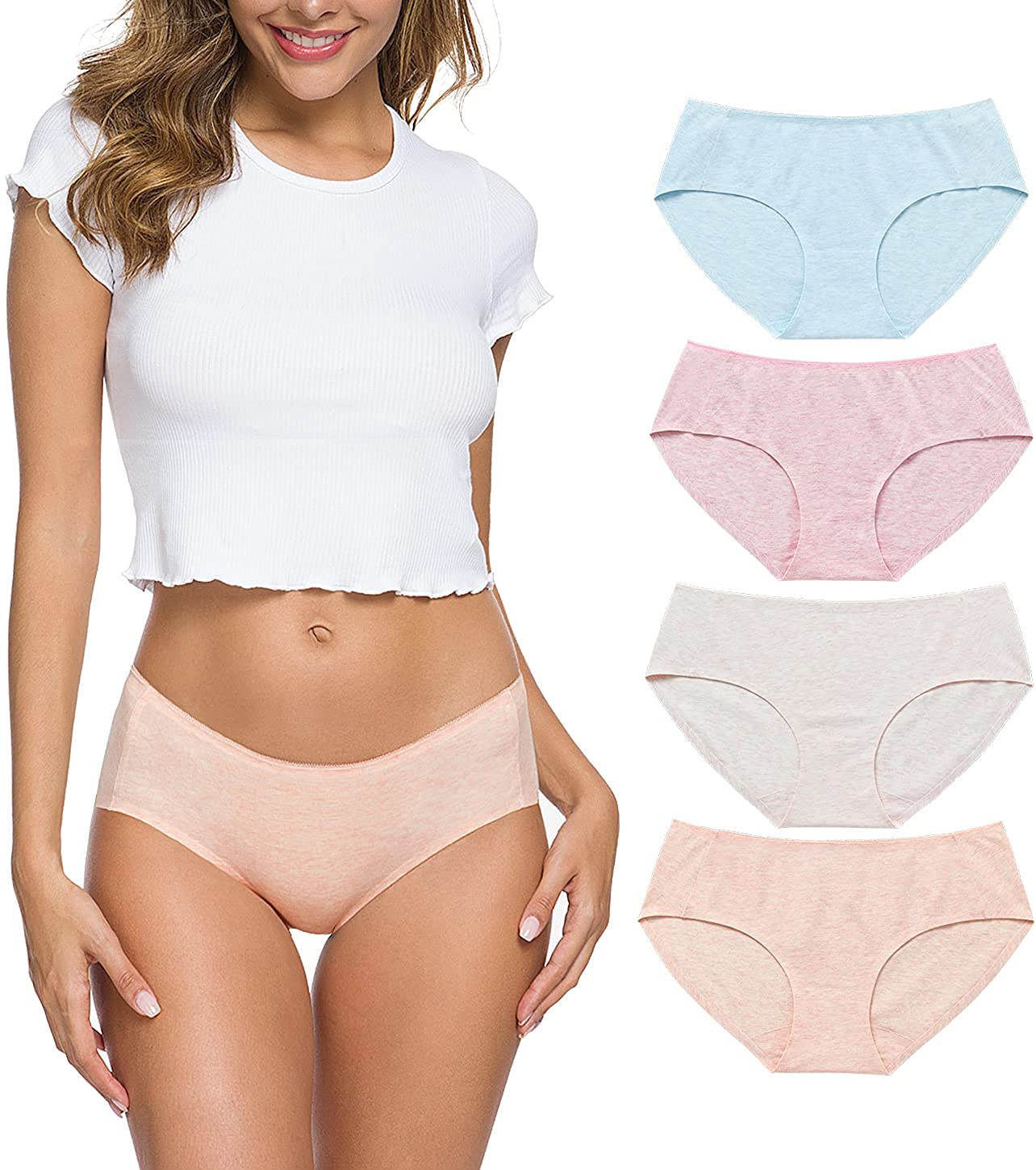 Wealurre Ladies Knickers Low Rise Cotton Briefs Womens Seamless