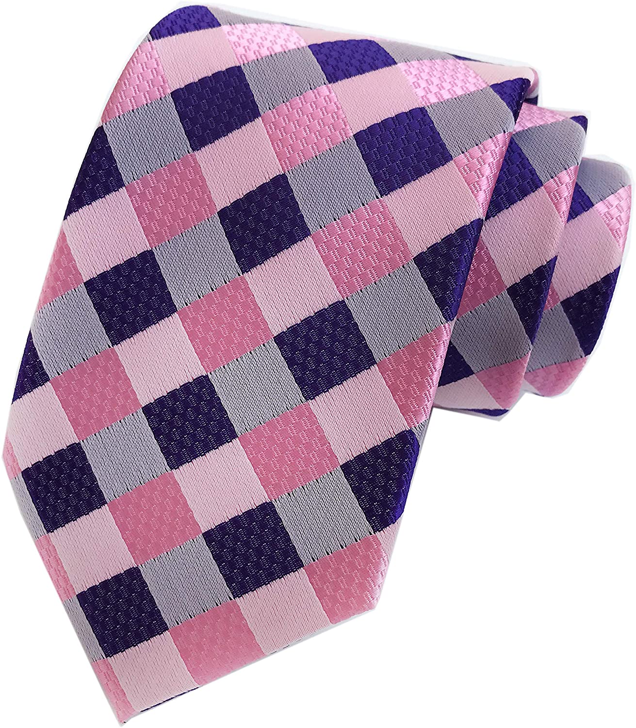 Elfeves Men Modern Tartan Formal Ties Checks Plaid Gingham Pattern Woven Necktie 
