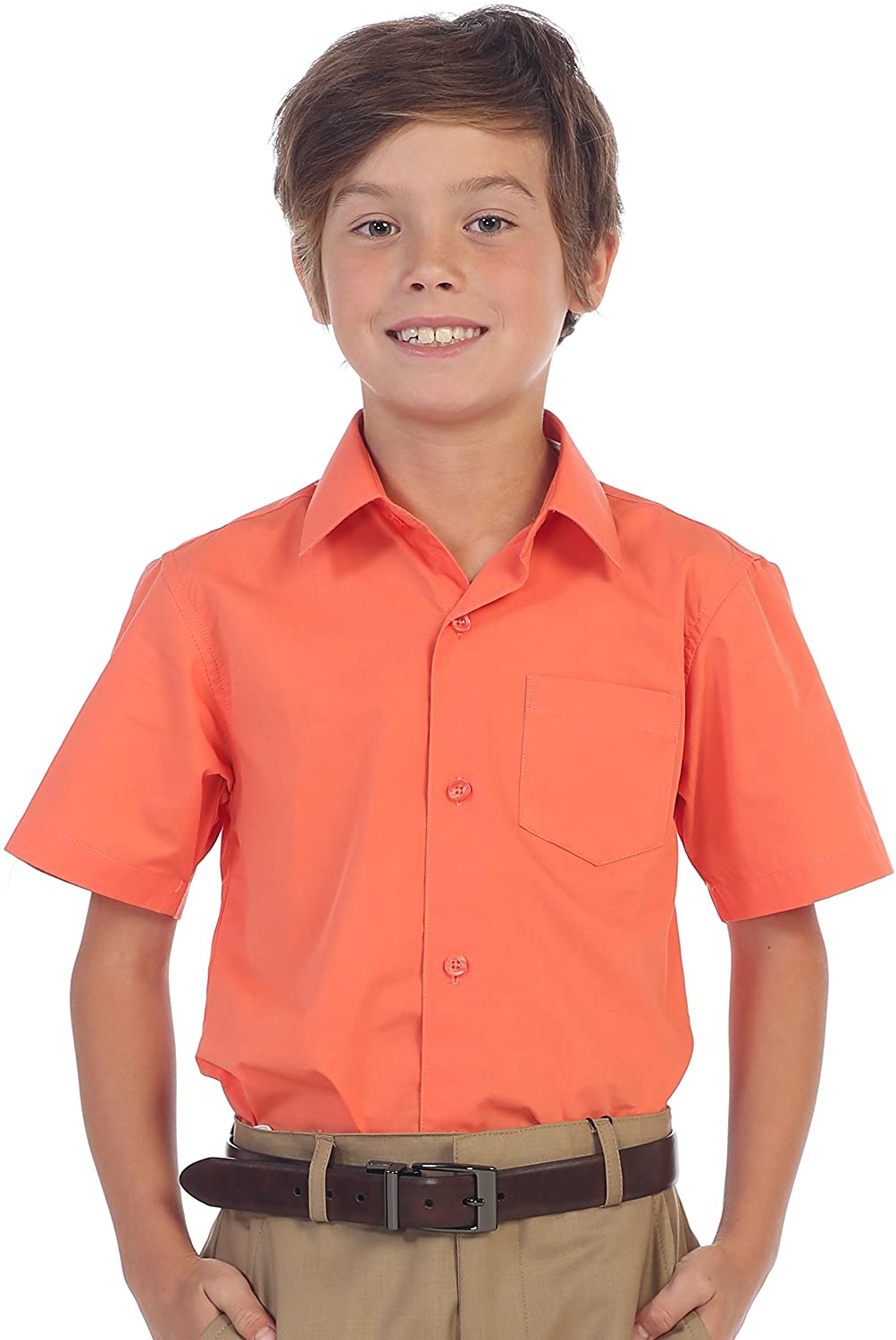 Gioberti Boys Short Sleeve Solid Dress Shirt 