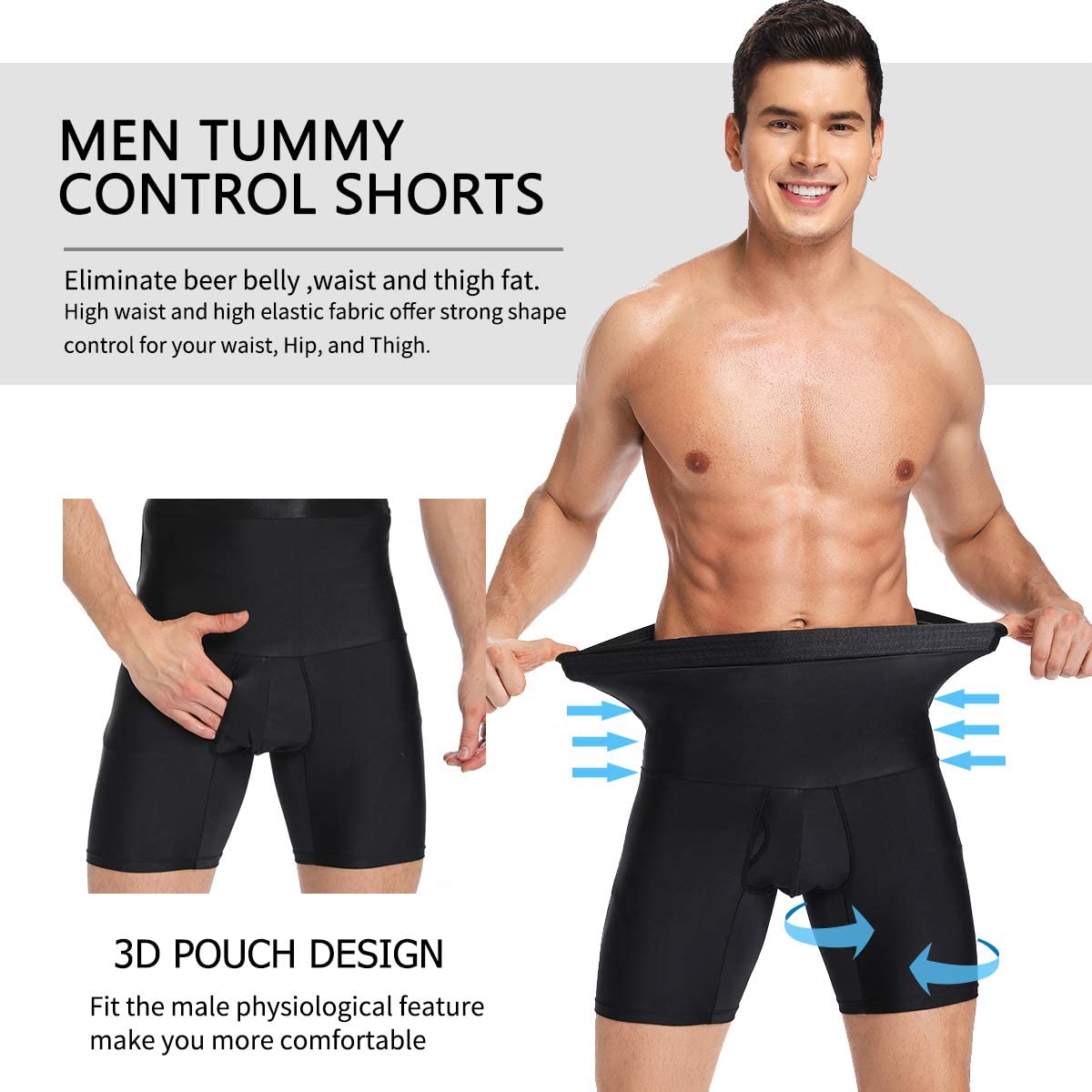 Slimbelle Men Tummy Control Shorts High Waist Body Slimmer Shaper