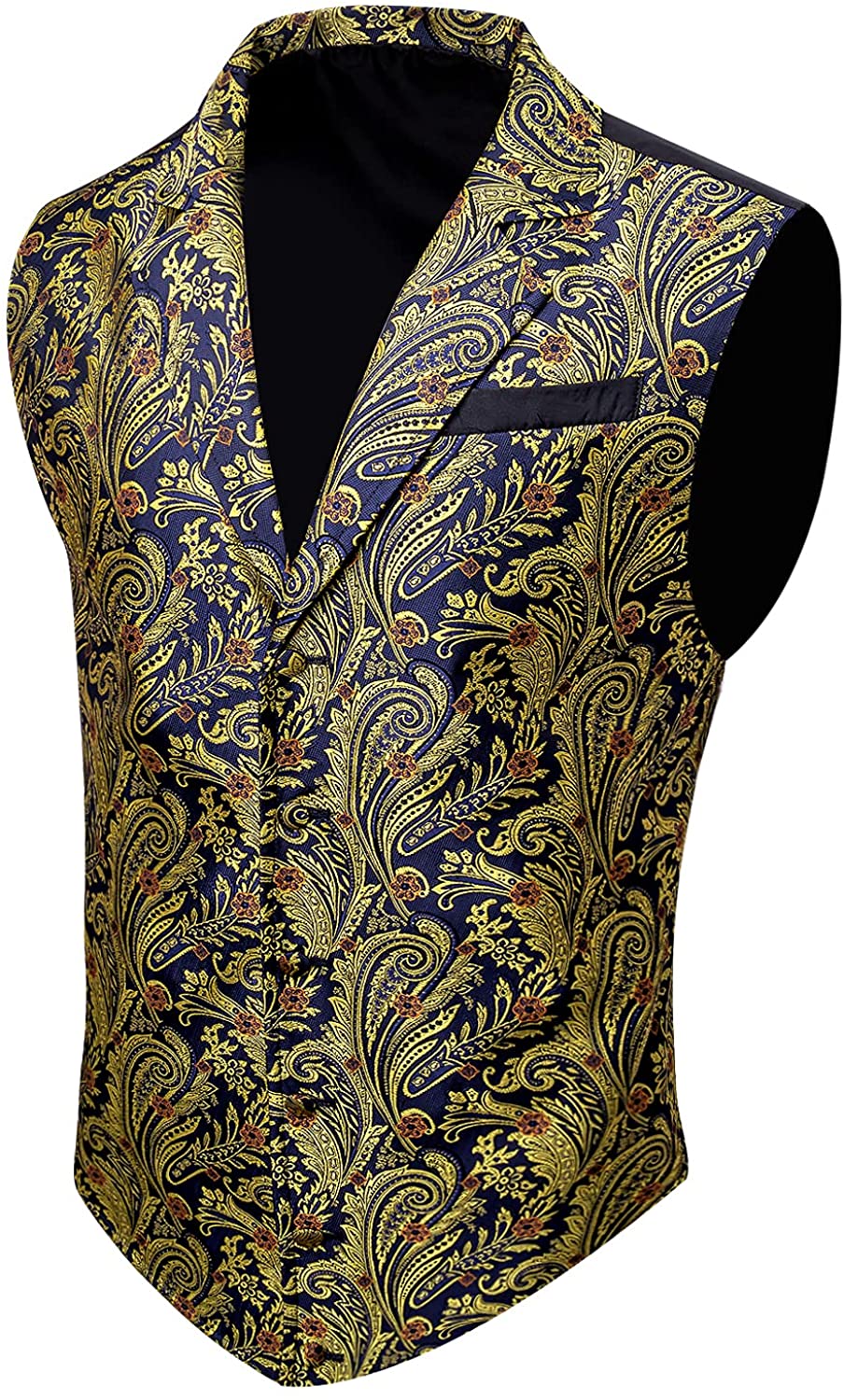 ZEROYAA Mens Single Breasted Vest Gothic Steampunk Victorian Brocade Waistcoat