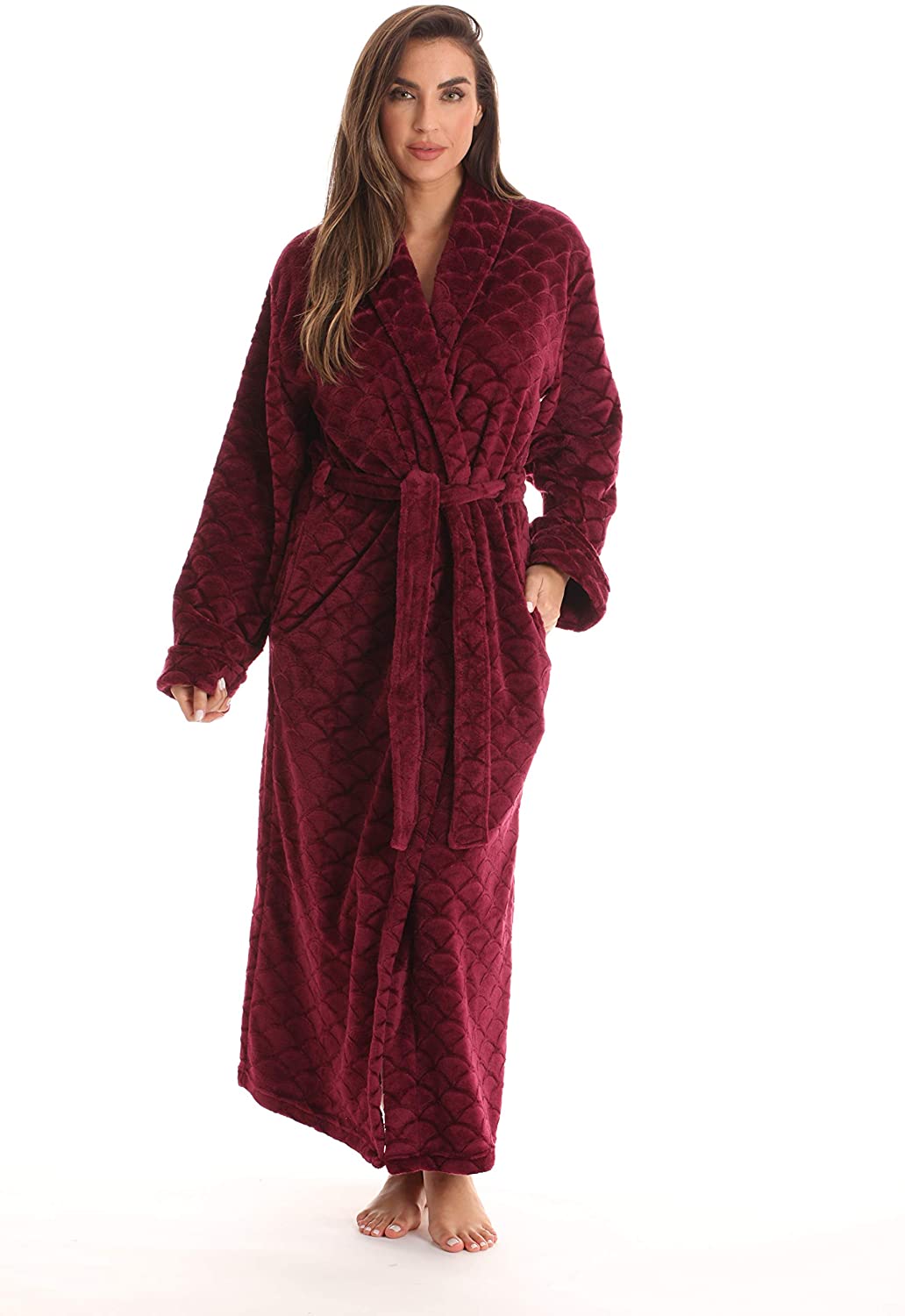 Just Love Velour Kimono Robe Hooded Bath Robes for Women Maxi Length | eBay