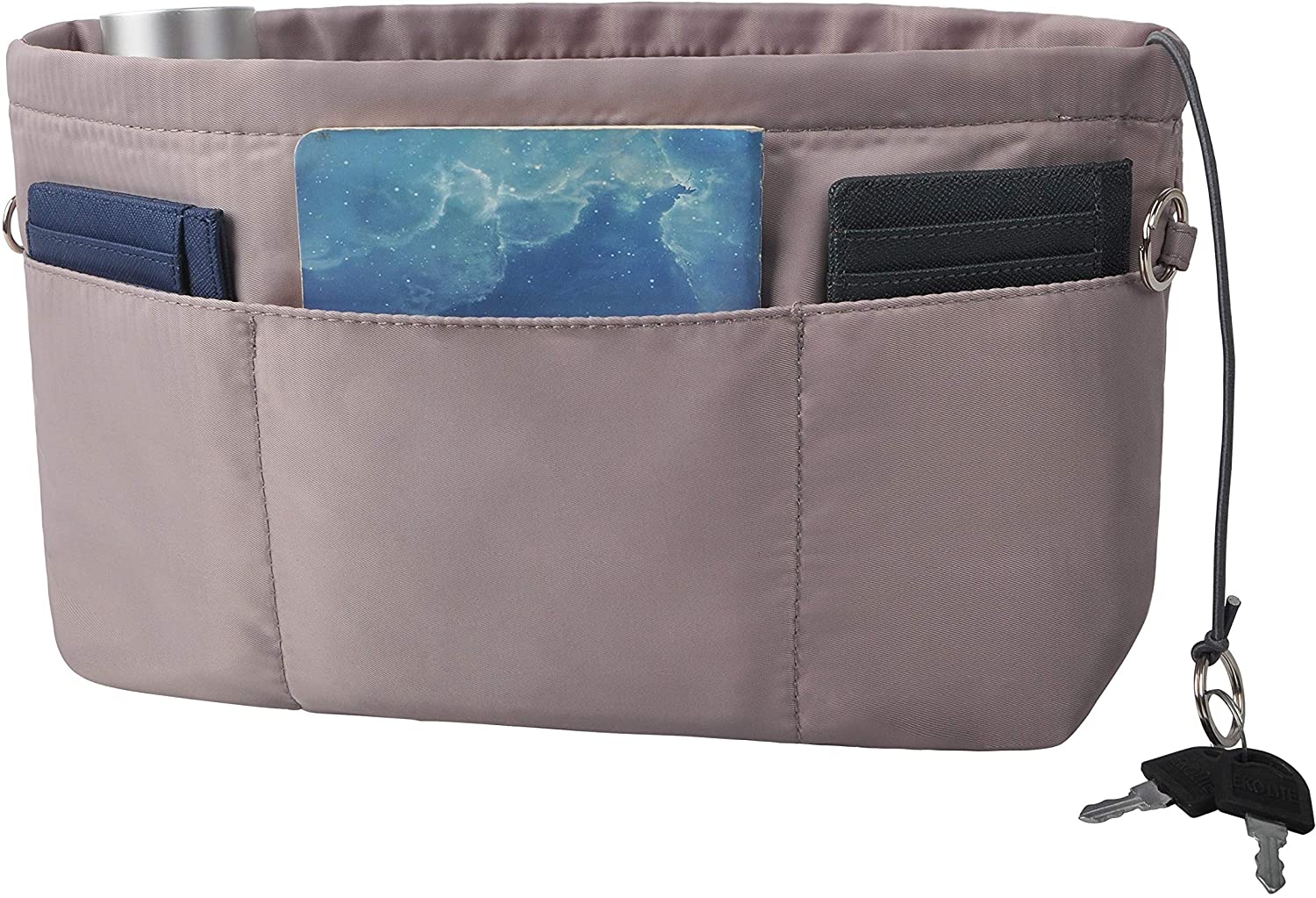 Vercord Premium Nylon Purse Organizer Tote Handbag Insert Organizers Bag in Bag Zipper 13 Pockets Grey X-Large 