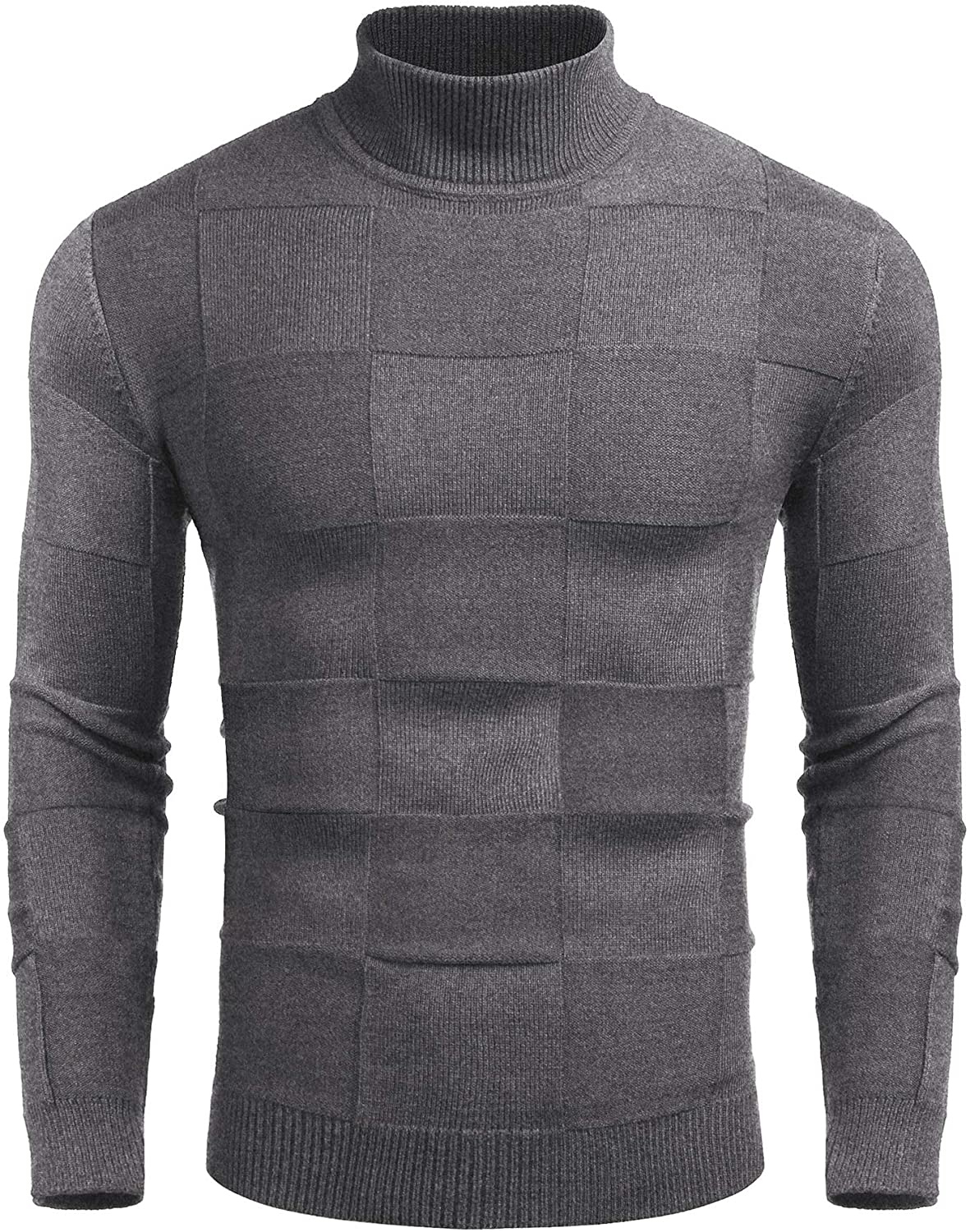 COOFANDY Men Turtleneck Sweaters Slim Fit Long Sleeve Ribbed Knit Pullover Sweater 