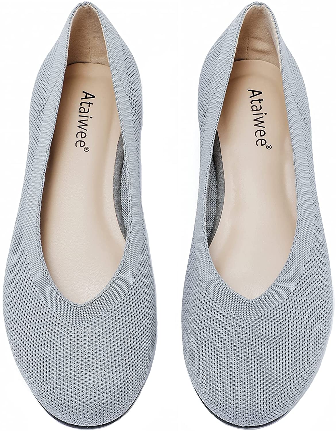 Plus Size Casual Pointy Toe Slip on Wide Ballet Shoes. Ataiwee Womens Wide Width Flat Shoes