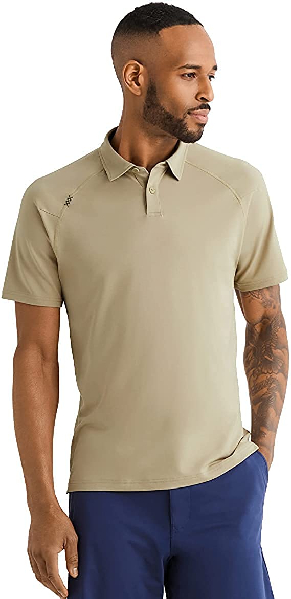 Rhone Mens Delta Pique Polo Breathable Quick-Dry Cooling Tech GoldFusion Technology