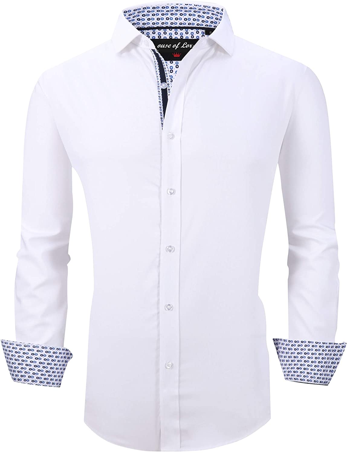 Joey CV Mens Dress Shirts Wrinkle Free Bamboo Fiber Long Sleeve Casual Button Down Shirt 