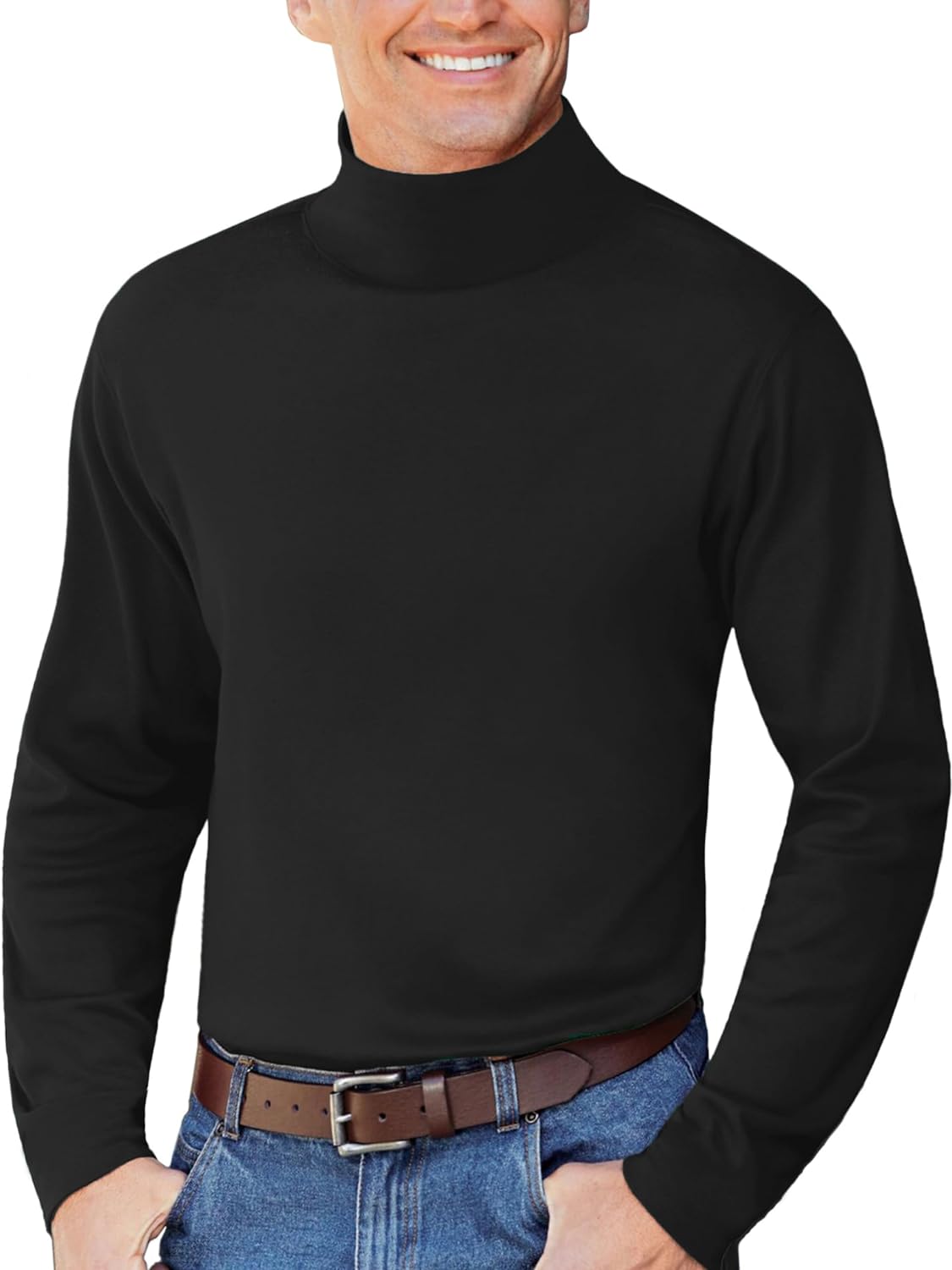 ZSJR Mens Mock Neck T Shirts Pullover High Neck Turtleneck Premium Long  Sleeve S