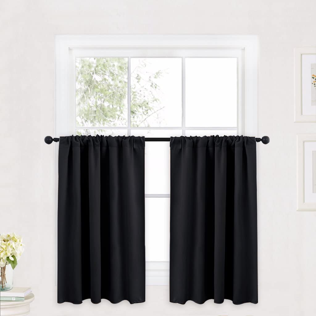 RYB HOME Curtain Valances for Windows Black, Bathroom Curtai