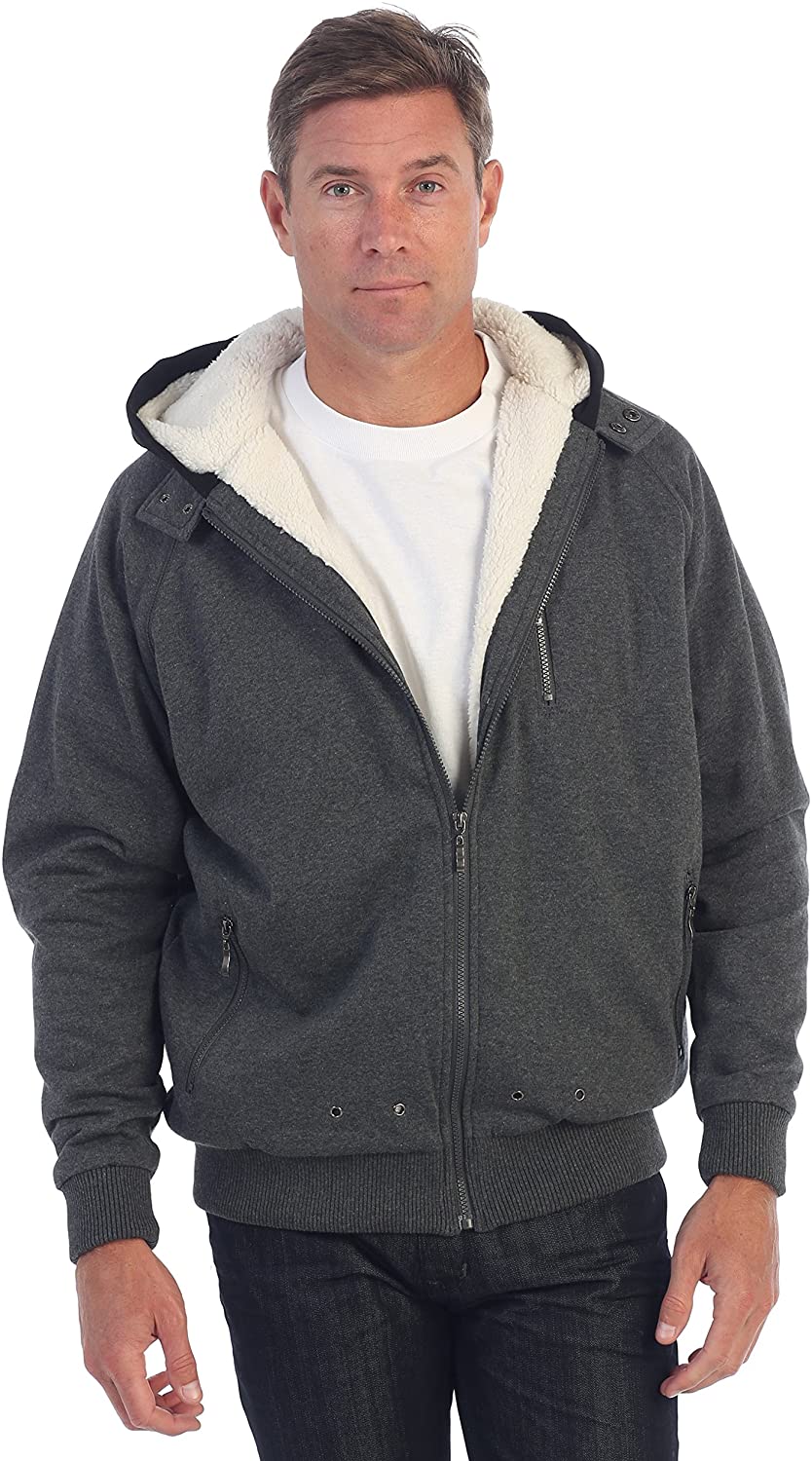 Gioberti Men's Heavyweight Sherpa Lined Fleece Hoodie Jacket