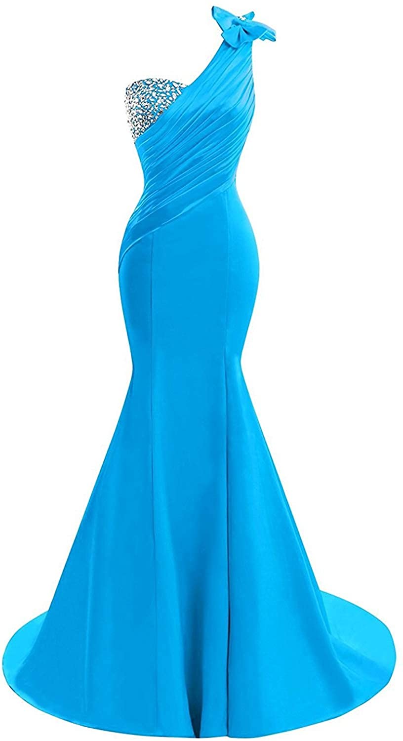 Lily Wedding Womens One Shoulder Satin Mermaid Prom Dress 2020 Evening Ball  Gown | eBay