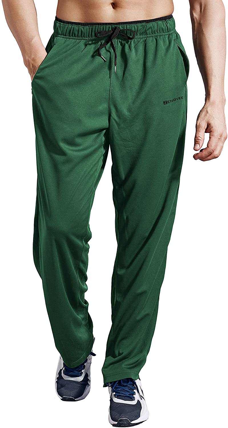 ZENGVEE Men'S Sweatpants With Zipper Pockets Open Bottom Athletic
