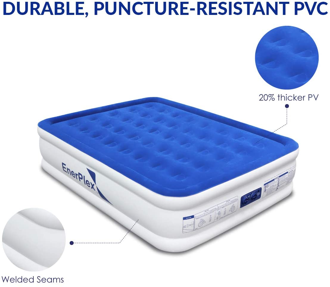 EnerPlex Dual Pump Luxury Queen Size Air Mattress Airbed with Built in