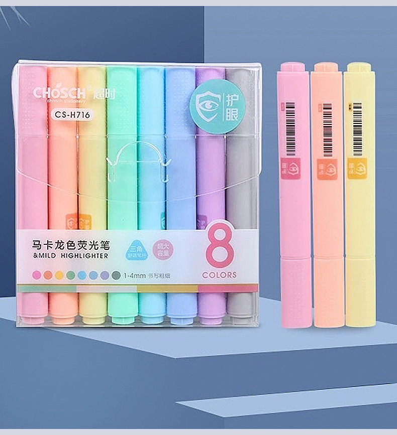 8Pcs/set Macaron series Creative Fluorescent Pen Highlighter Pencil Candy Color Drawing Marker-3