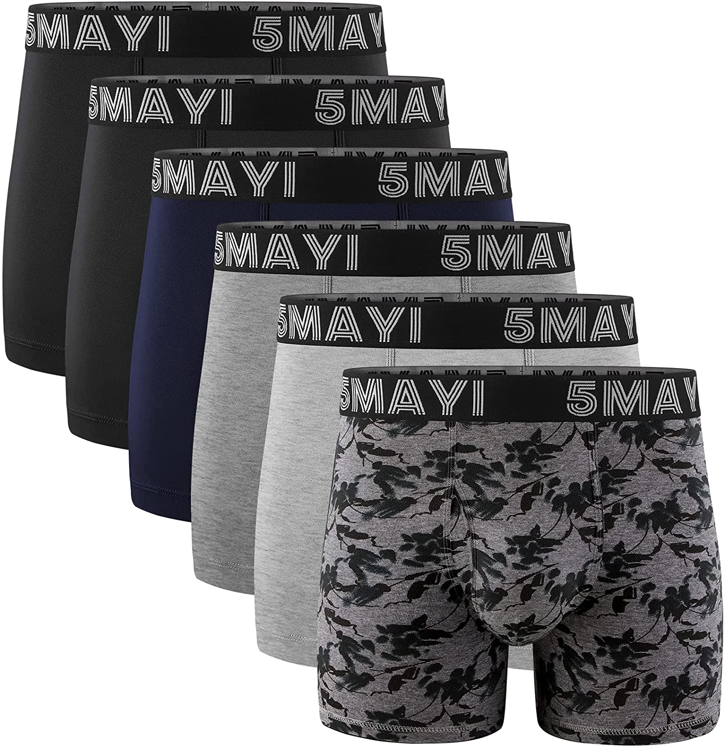 5Mayi Men's Underwear Boxer Briefs Cotton Black Mens Boxer Briefs