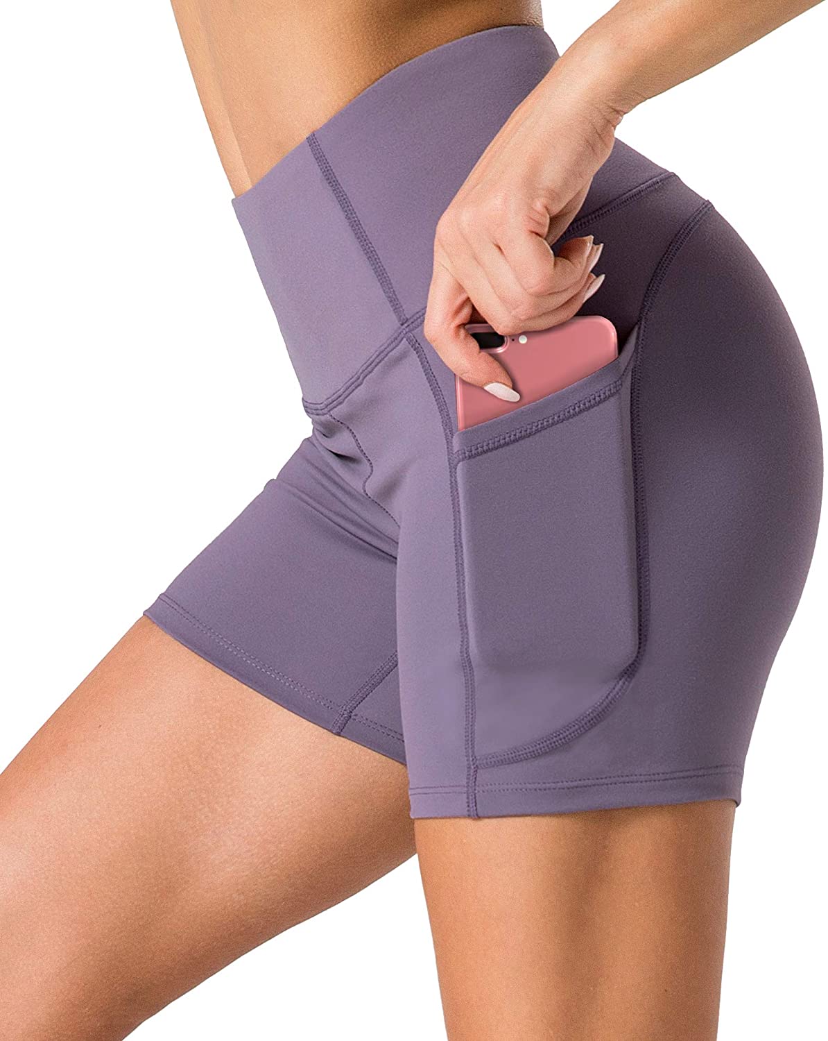 Dragon Fit High Waist Yoga Shorts for Women with 2 Side Pockets Tummy  Control Ru