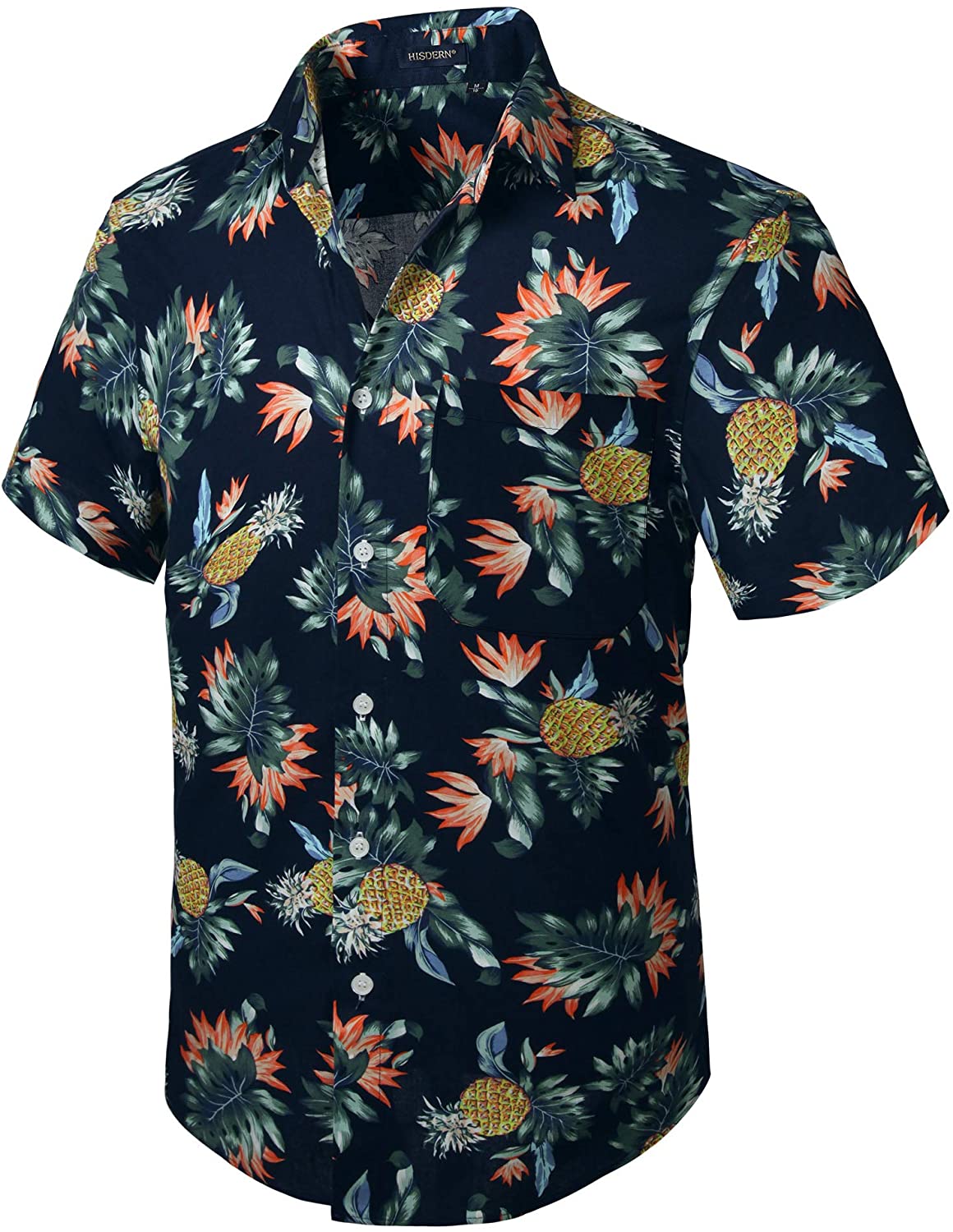 EQWLJWE Men's Hawaiian Shirts Tropical Print Button Down Casual Short  Sleeve Shirt
