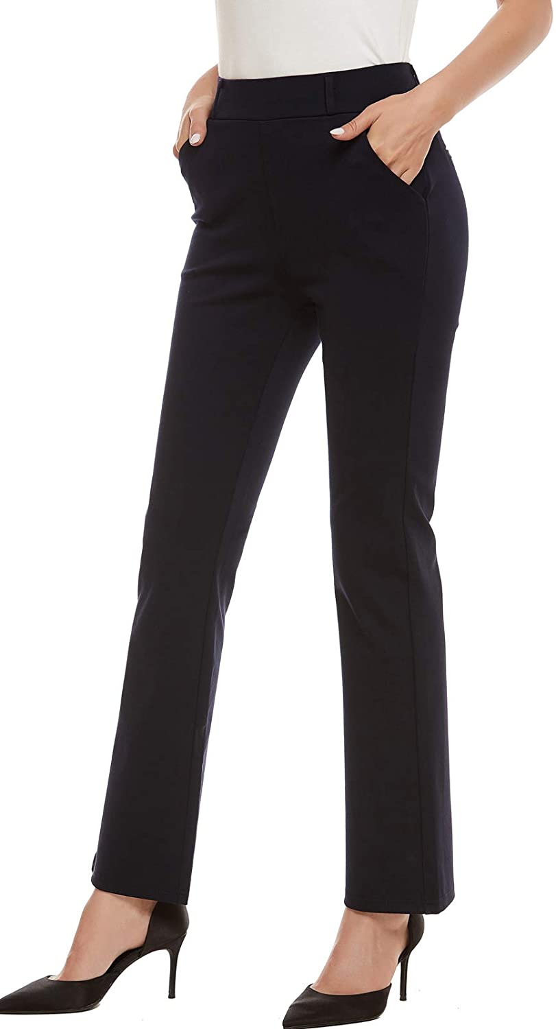 iChosy Women's Pull On Barely Bootcut Stretch Dress Pants