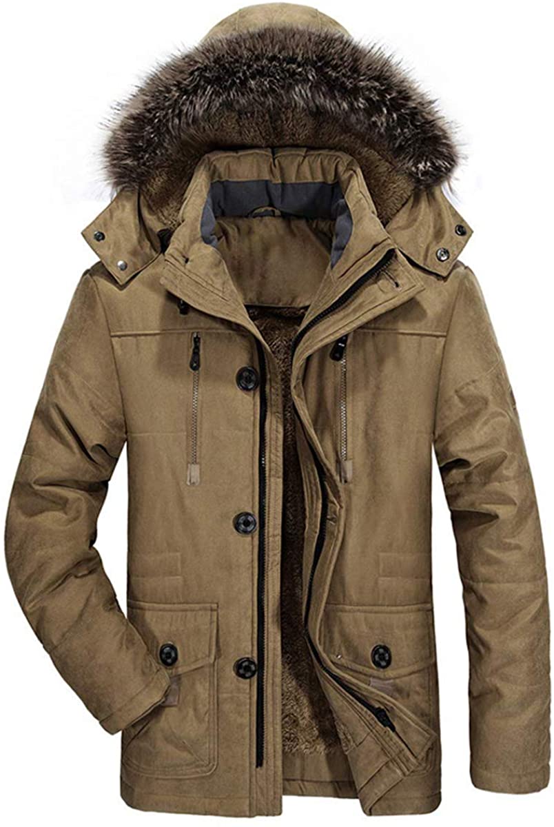 PRIJOUHE Men's Winter Coats Down Jackets Outerwear Long Cotton Coat Men  Thick Warm Fur Jacket Coat Overcoat at  Men's Clothing store