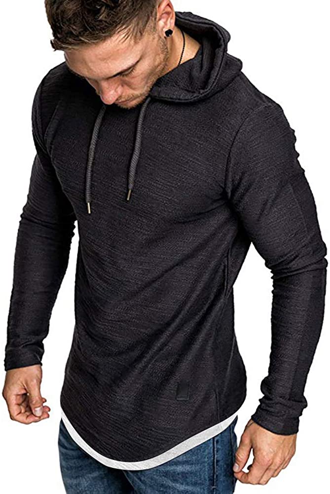Mens Fashion Athletic Shirts Casual Solid Color T-Shirt Slim Fit Sport Tops 