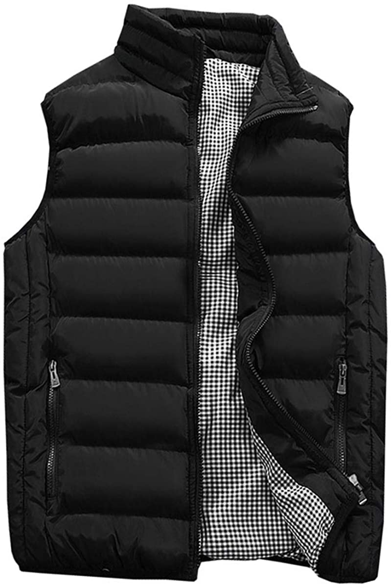 Feiairuike Men's Outdoor Casual Stand Collar Outwear Padded Vest Coats