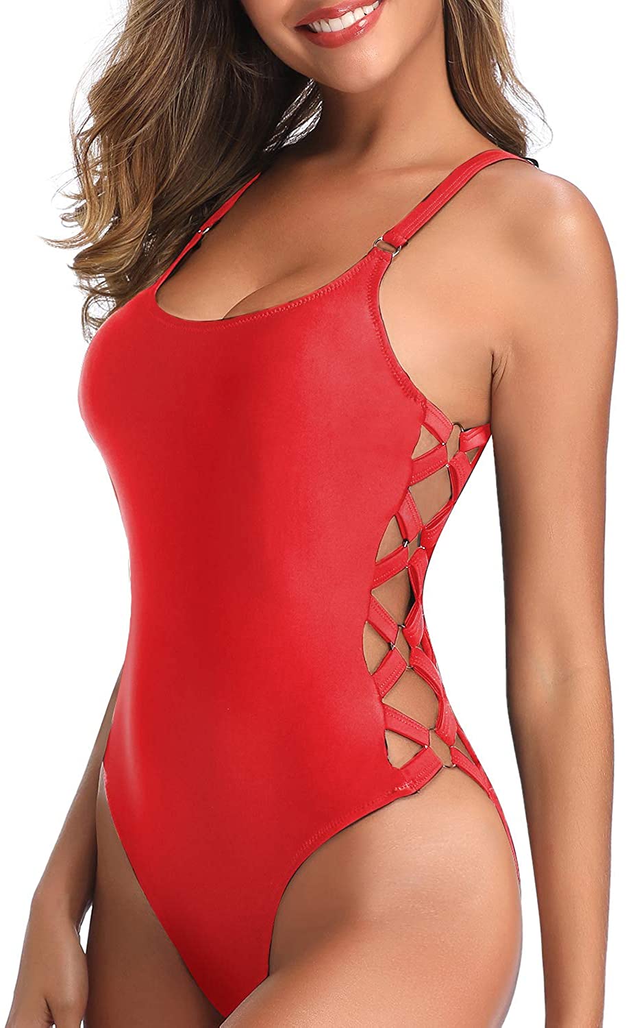 Swimsuit women's lace-up bikini small chest three-point sexy split body  slimming net red hot spring vacation ins style swimsuit (Color : A, Size :  XL code) (A L) : : Fashion
