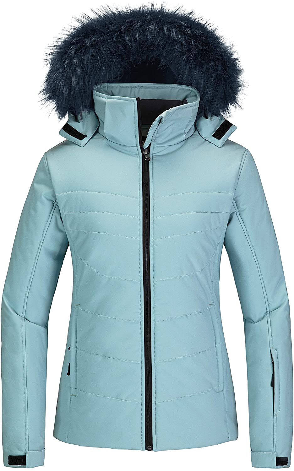 Skieer Girl's Waterproof Ski Jacket Windproof Winter Jacket Fur Hooded Rain Coat 