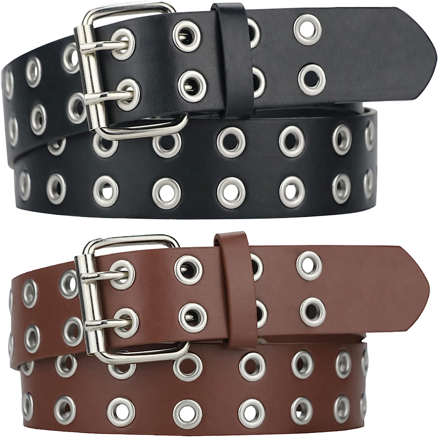 macoking Grommet Belts for Women, Studded Black Belt for Teens - Aesthetic  Double Holes-S at  Women's Clothing store