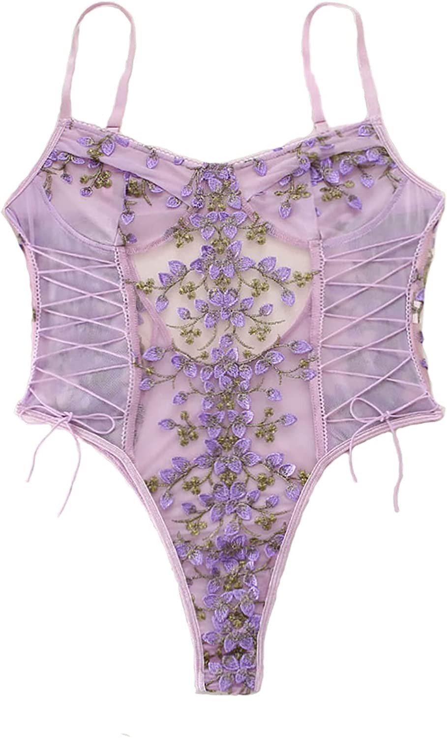  Sexy Bodysuit Tops for Women Floral Embroidery Bustier