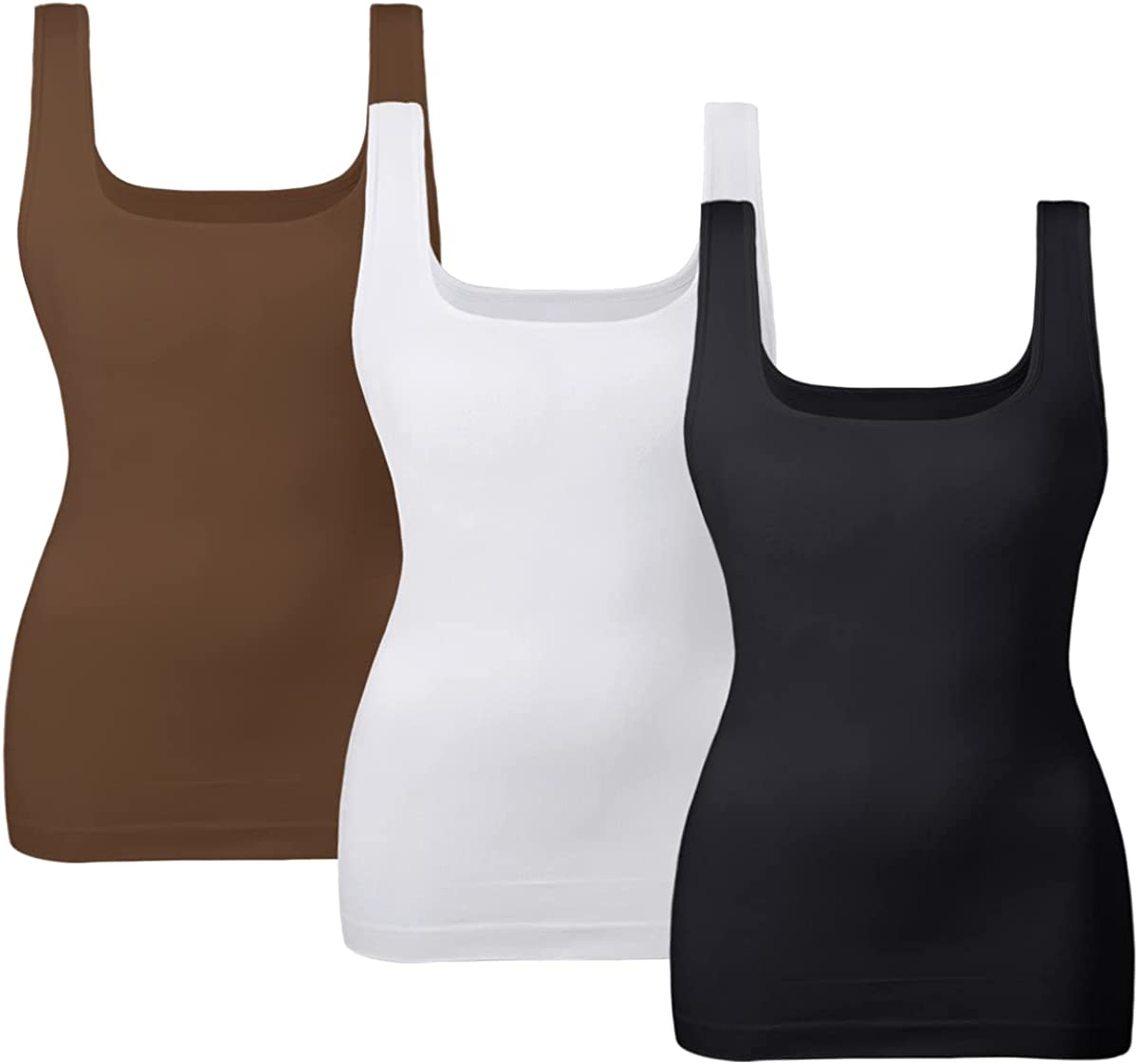 EUYZOU Women's 3PK Tummy Control Shapewear Tank Tops - Seamless Compression  Camisole Slimming Body Shaper Tank Tops