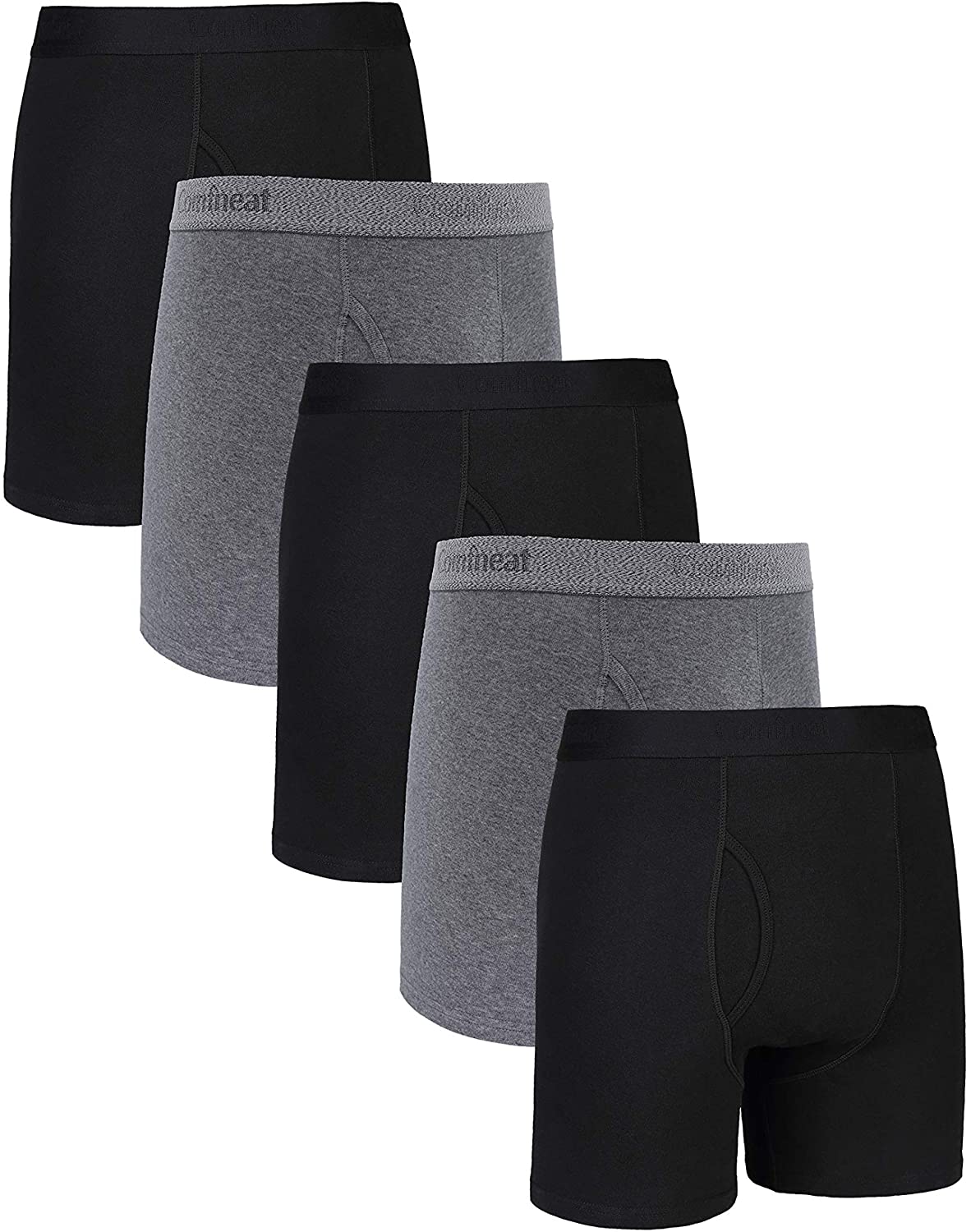 5-Pack Boxer Briefs by Bolter Men's Cotton Spandex Underwear Tagless (Large,  Black/Grey) 