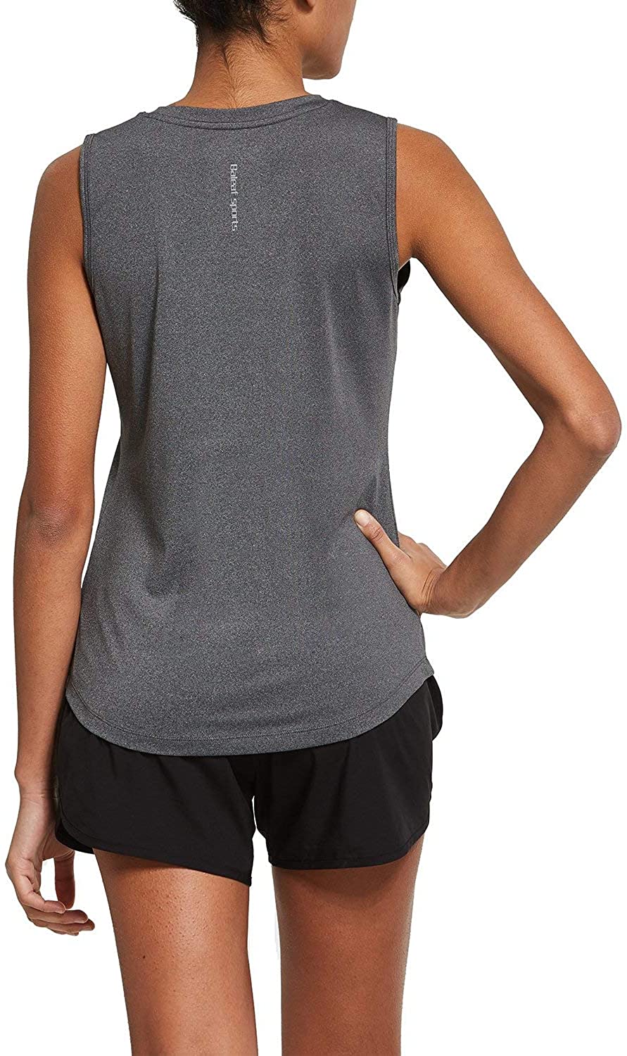 BALEAF Womens Wide Strap Cotton Yoga Tank Tops Workout Full Coverage Crewneck Sleeveless T-Shirts 