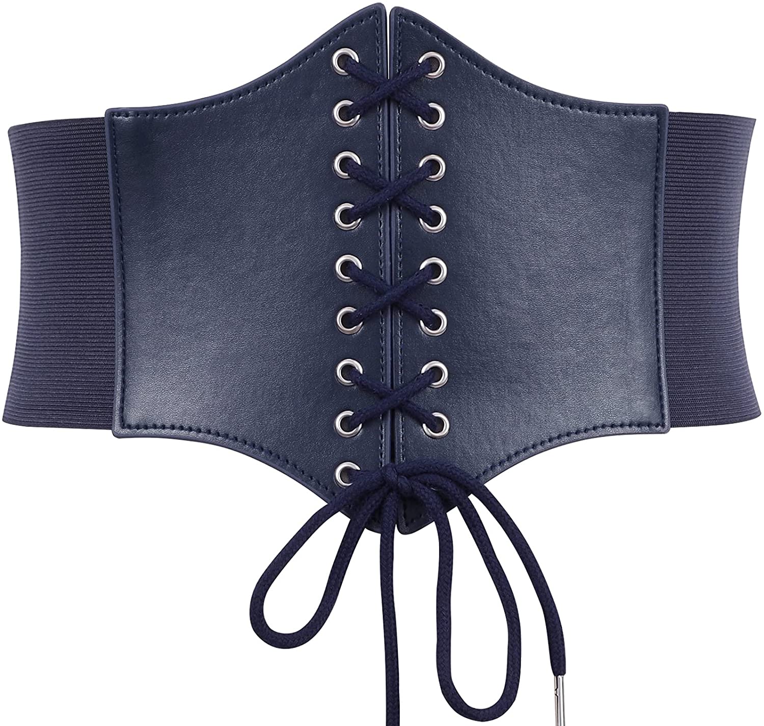 XZQTIVE Black Corset Waist Belt for Women, Wide Elastic Tie Waspie