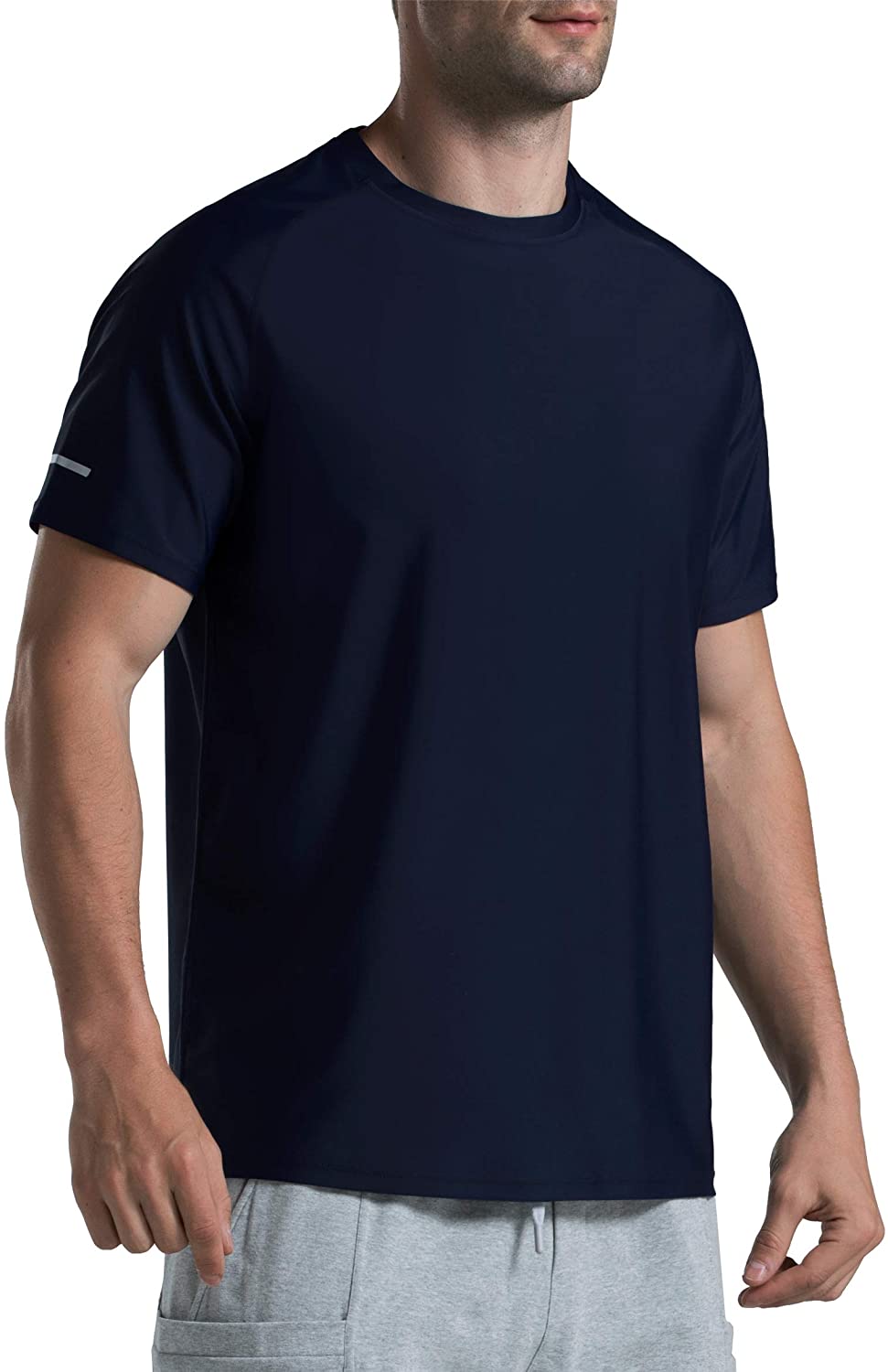Men's Cooling Ice Silk Running Shirts Quick Dry Short Sleeve 
