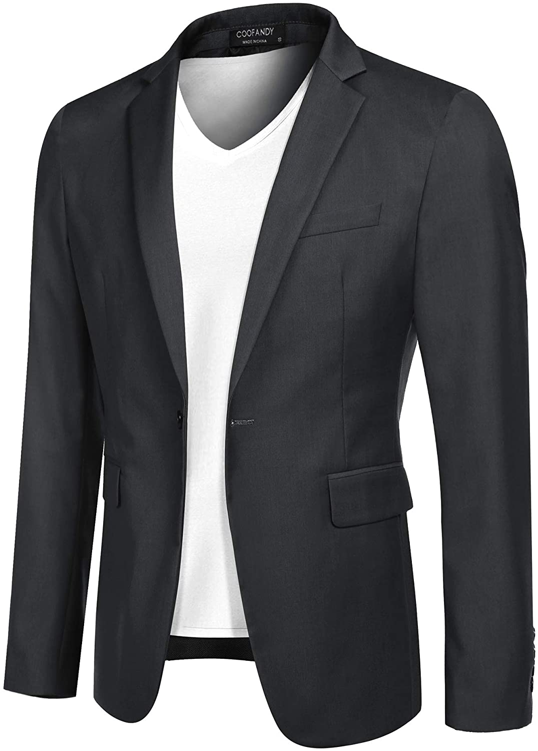 chouyatou Mens Casual Office Wear 2 Button Cotton Blazer Jacket Sport Coat