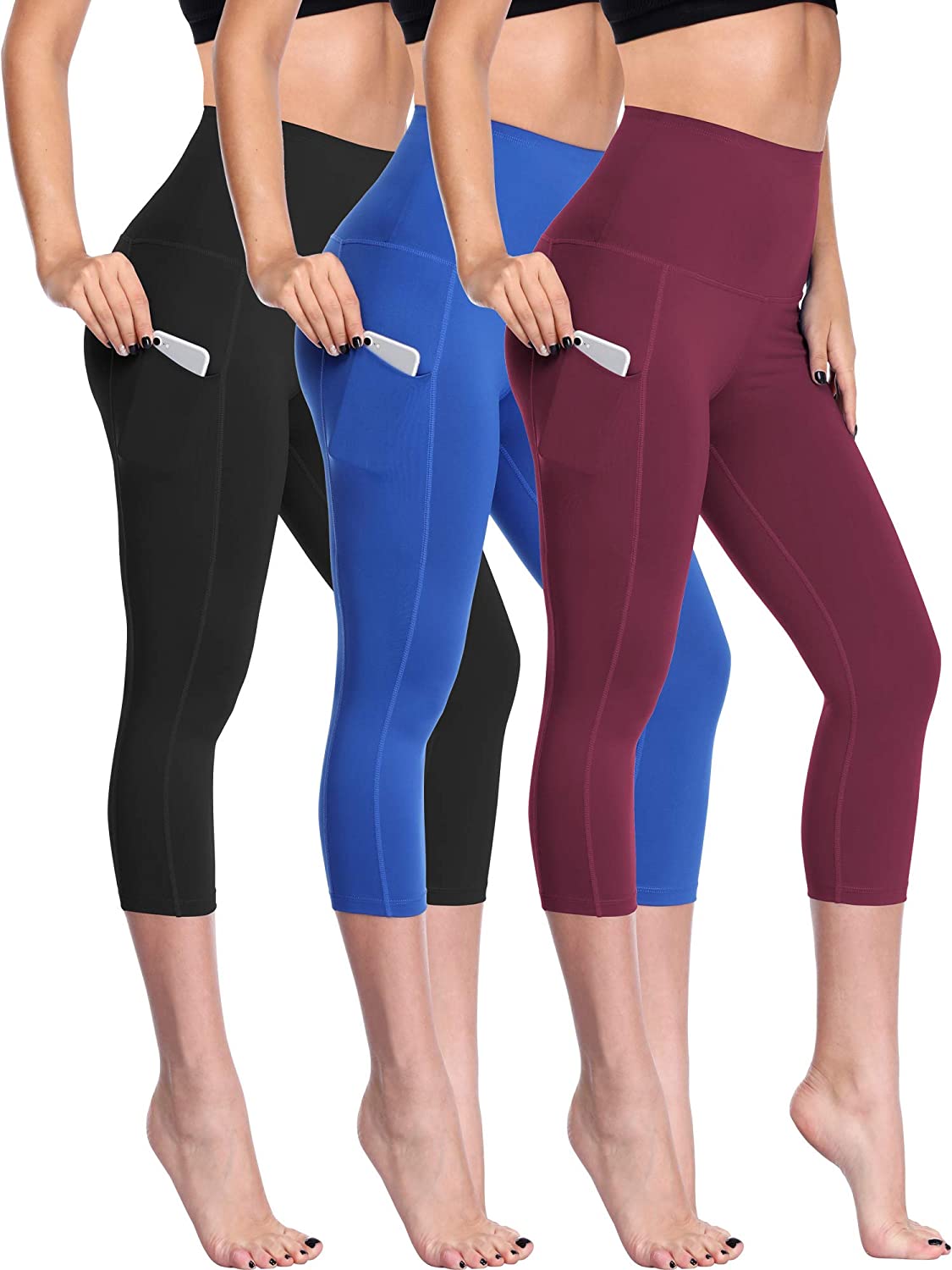 Neleus Women's Tummy Control High Waist Capri Leggings Yoga Pants with  Pockets | eBay