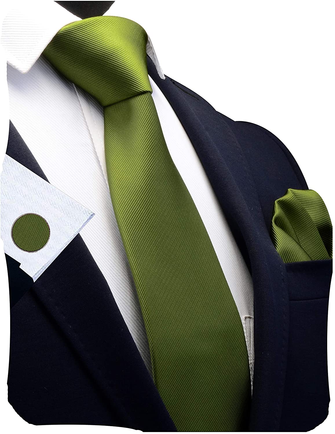GUSLESON 3.15（8cm） Men's Tie Fashion Necktie Clip and Pocket Square Cufflinks Sets