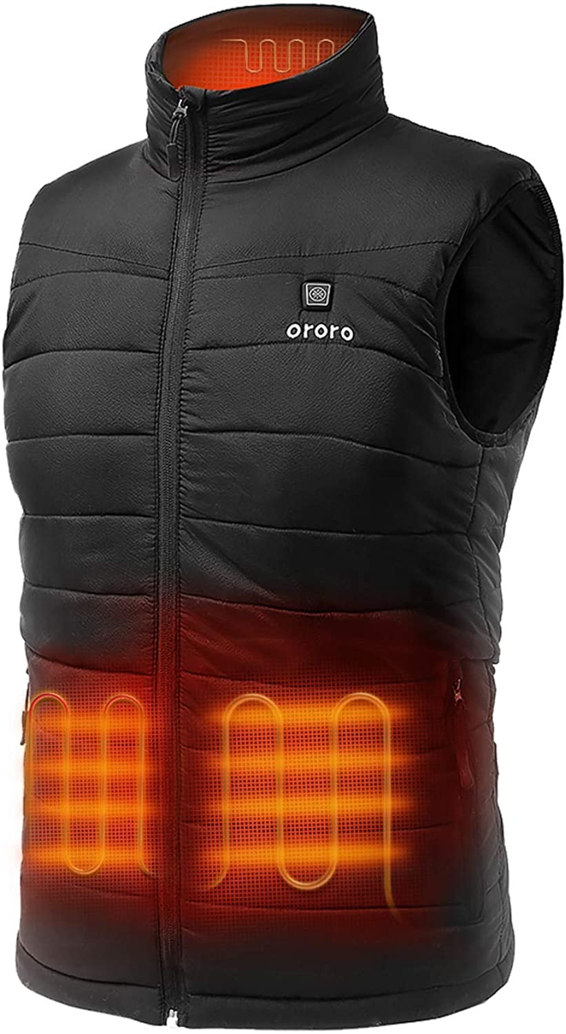 ORORO Mens Heated Vest With Battery Water Resistant Quilted Sleeveless Jacket 