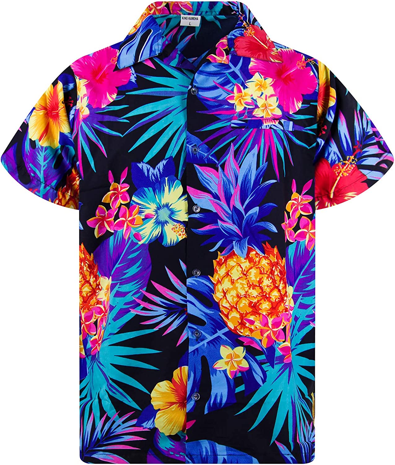 King KAMEHA Hawaiian Shirt Men Funky Casual Button Down Shortsleeve Unisex Flowers Beach Party Flower Hibiscus