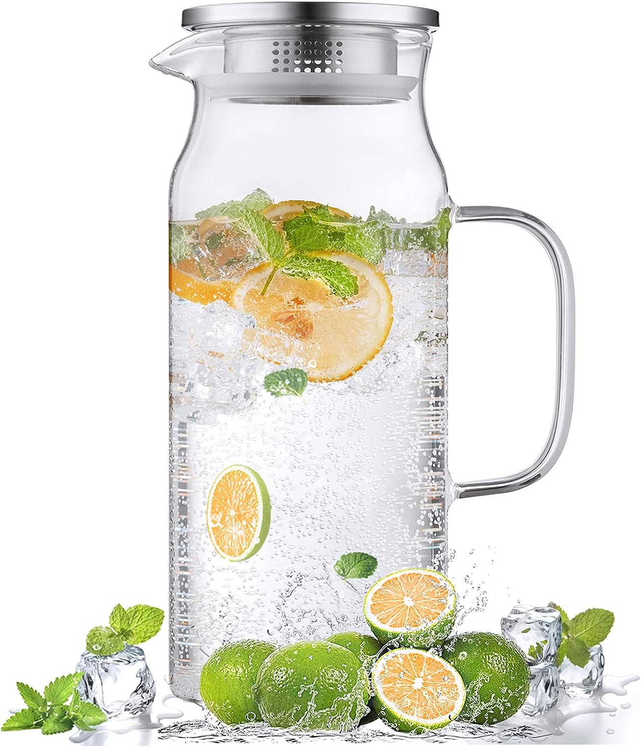 Glass Water Pitcher With Lid (68 Ounces)