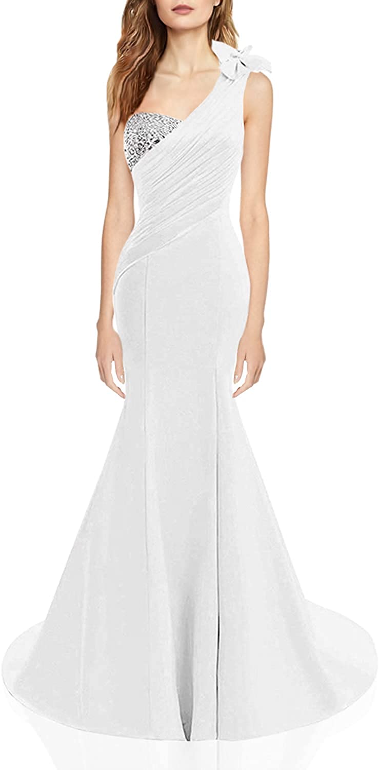 Lily Wedding Womens One Shoulder Satin Mermaid Prom Dress 2020 Evening Ball  Gown | eBay