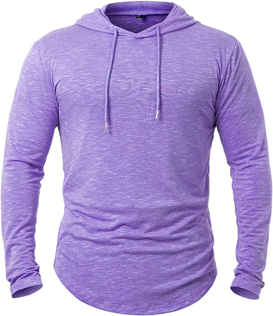 MANSDOUR Men's Athletic Hooded Shirts Long Sleeve Workout Sport