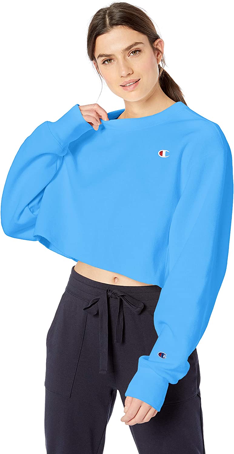 champion life women's reverse weave cropped cut off crew