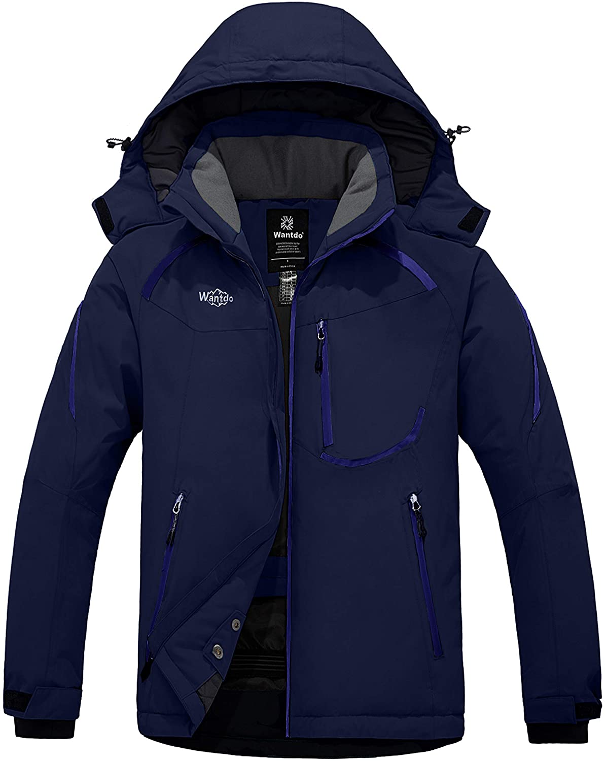 Wantdo Men's Waterproof Warm Ski Jacket Windproof Parka with Hood Blue S :  : Clothing, Shoes & Accessories
