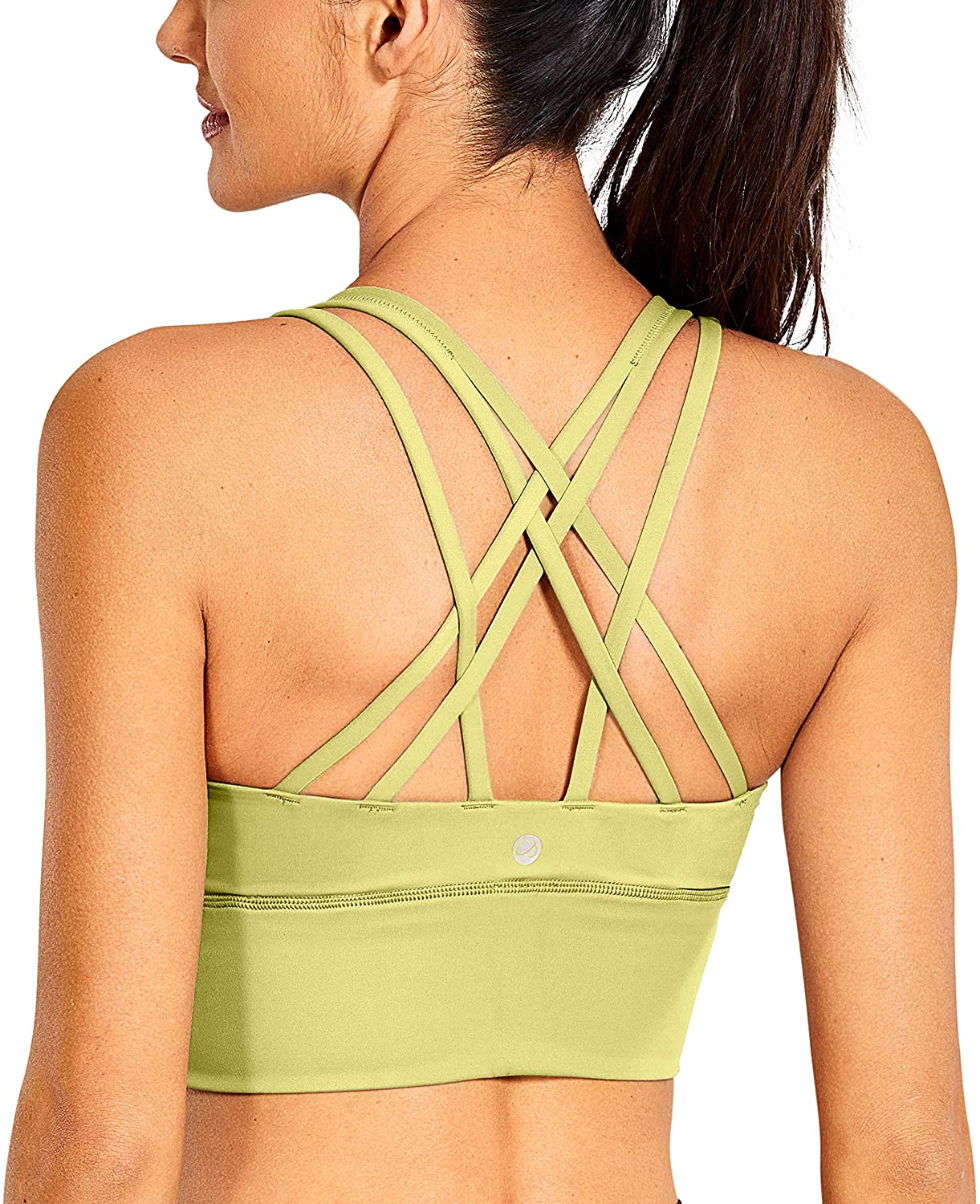 Buy CRZ YOGA Strappy Longline Sports Bras for Women - Wirefree Padded Criss  Cross Yoga Bras Cropped Tank Tops Black Medium at